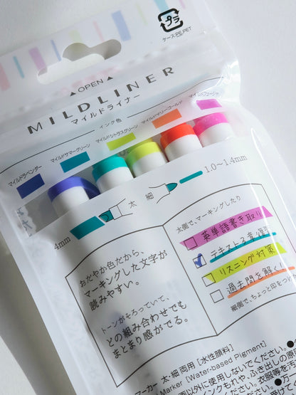 Mildliner Highlighters – Bright Mild Colors (Set of 5)