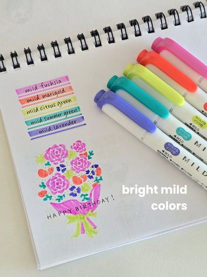 Mildliner Highlighters – Bright Mild Colors (Set of 5)