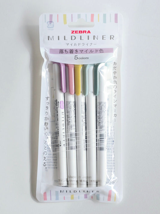 Mildliner Highlighters – Calming Mild Colors (Set of 5)