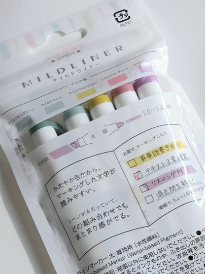 Mildliners Set de 5 – Couleurs Douces Atténuées