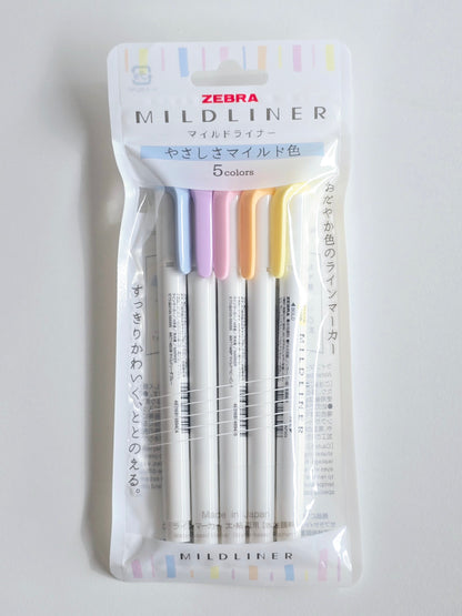 Surligneurs Zebra Mildliner – Couleurs douces délicates (Set de 5)