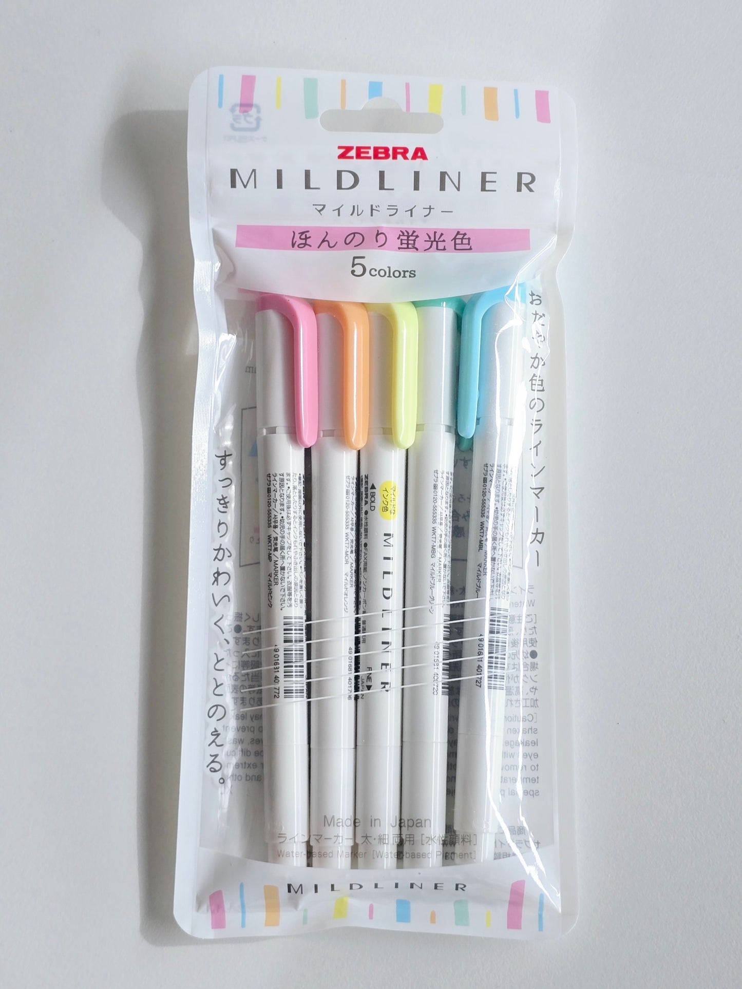 Surligneurs Zebra Mildliner – Couleurs Fluorescentes Douces (Set de 5)