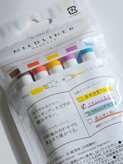 Mildliner Highlighters – Soothing Mild Colors (Set of 5)