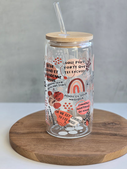 'Motivation Quotidienne' Glass Cup