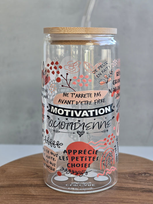 'Motivation Quotidienne' Glass Cup