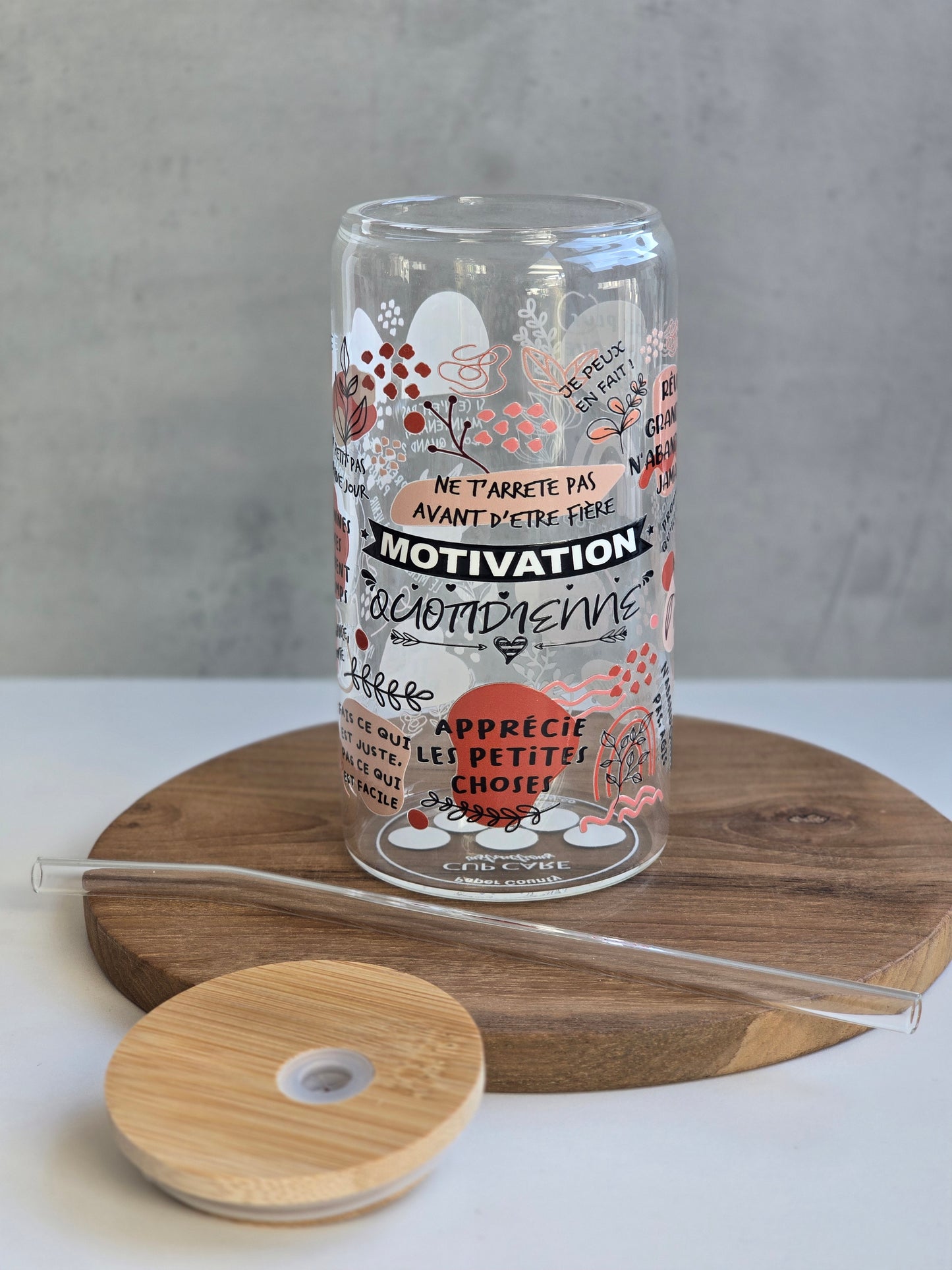 'Motivation Quotidienne' Glass Cup