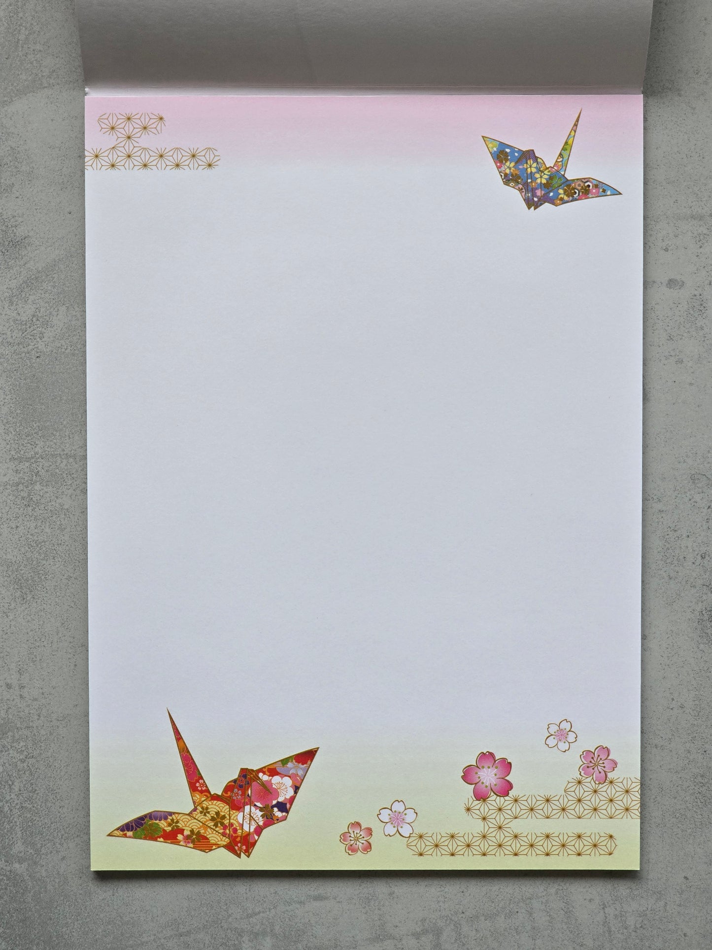 Origami Cranes and Cherry Blossoms Notepad