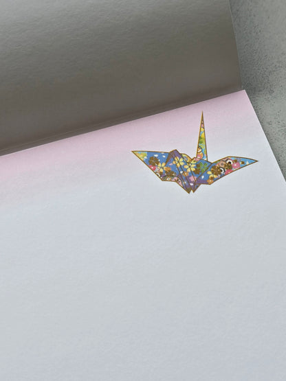 Origami Cranes and Cherry Blossoms Notepad