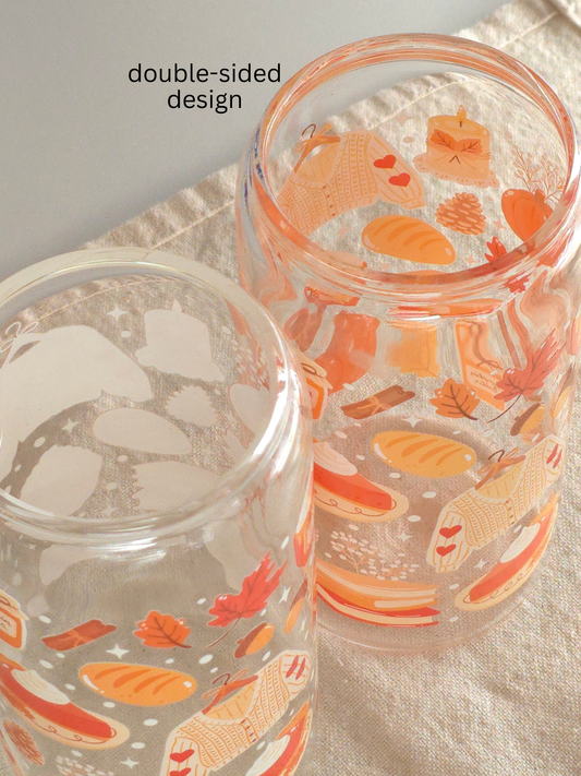 *Double-sided design* Pumpkin Spice Glass Cup