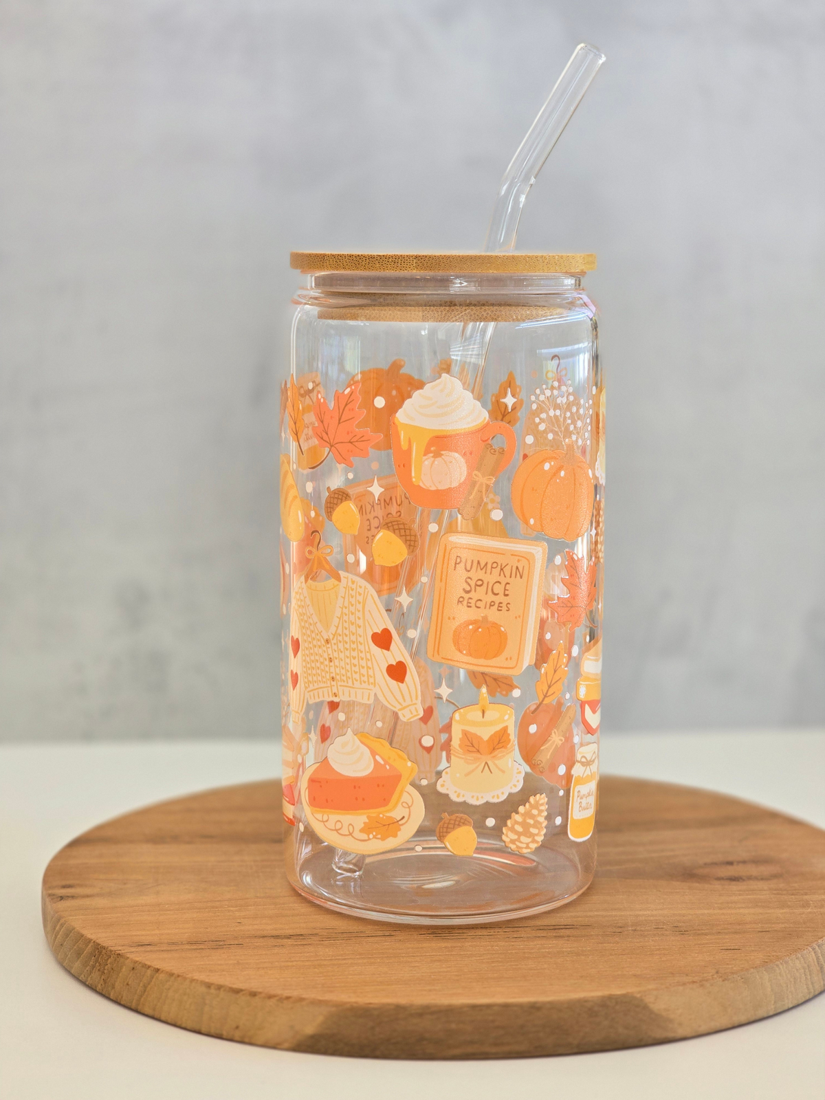 *Motiv auf beiden Seiten sichtbar* Pumpkin Spice Glasbecher