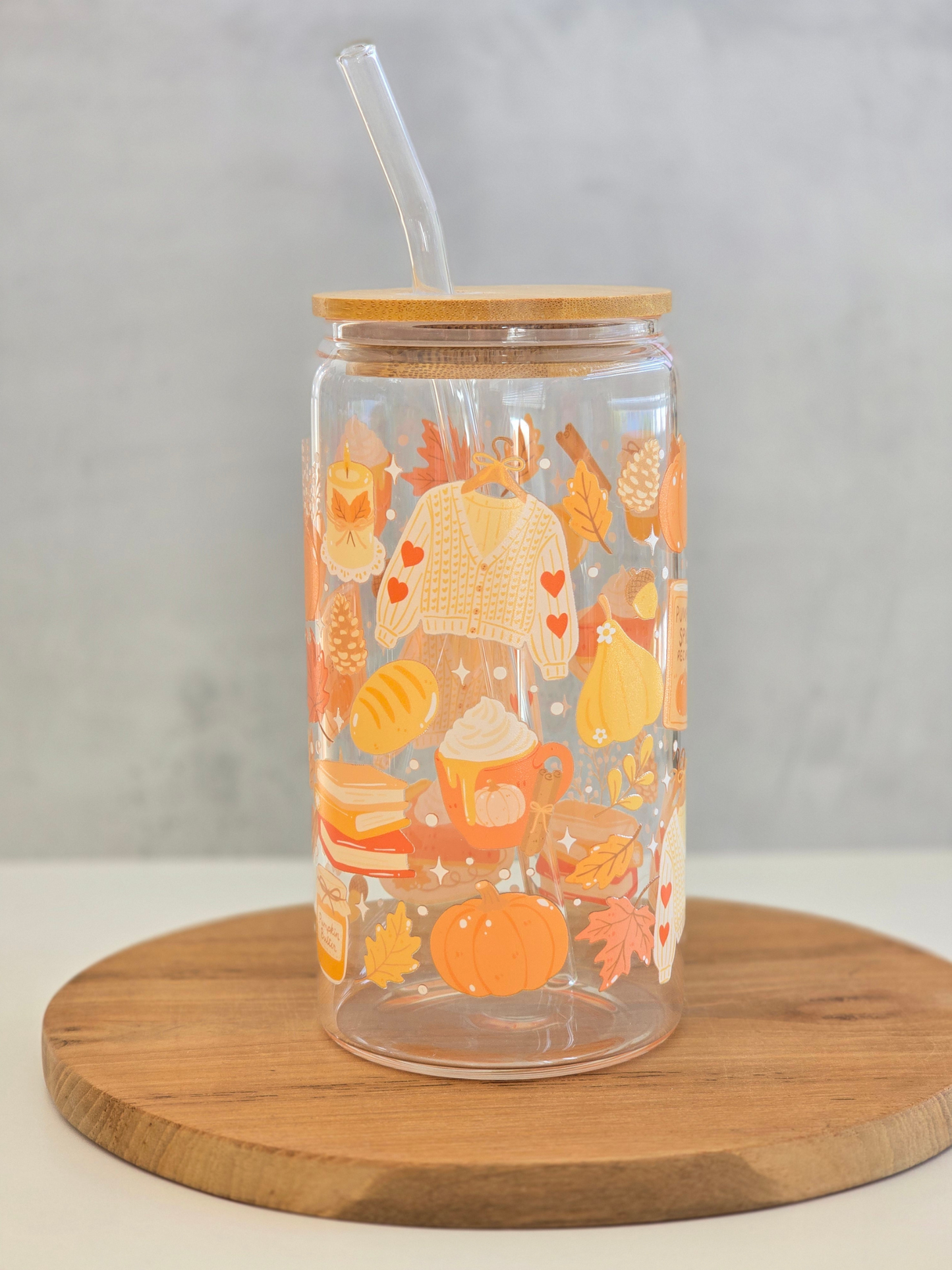 *Motiv auf beiden Seiten sichtbar* Pumpkin Spice Glasbecher