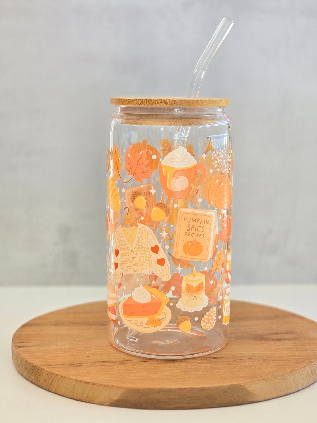 *Motiv auf beiden Seiten sichtbar* Pumpkin Spice Glasbecher