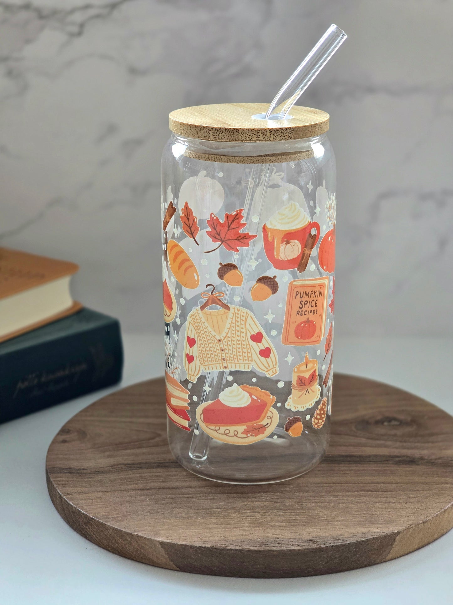 Pumpkin Spice Glass Cup