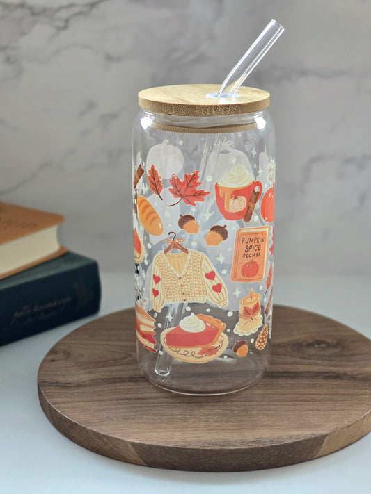 Pumpkin Spice Glass Cup