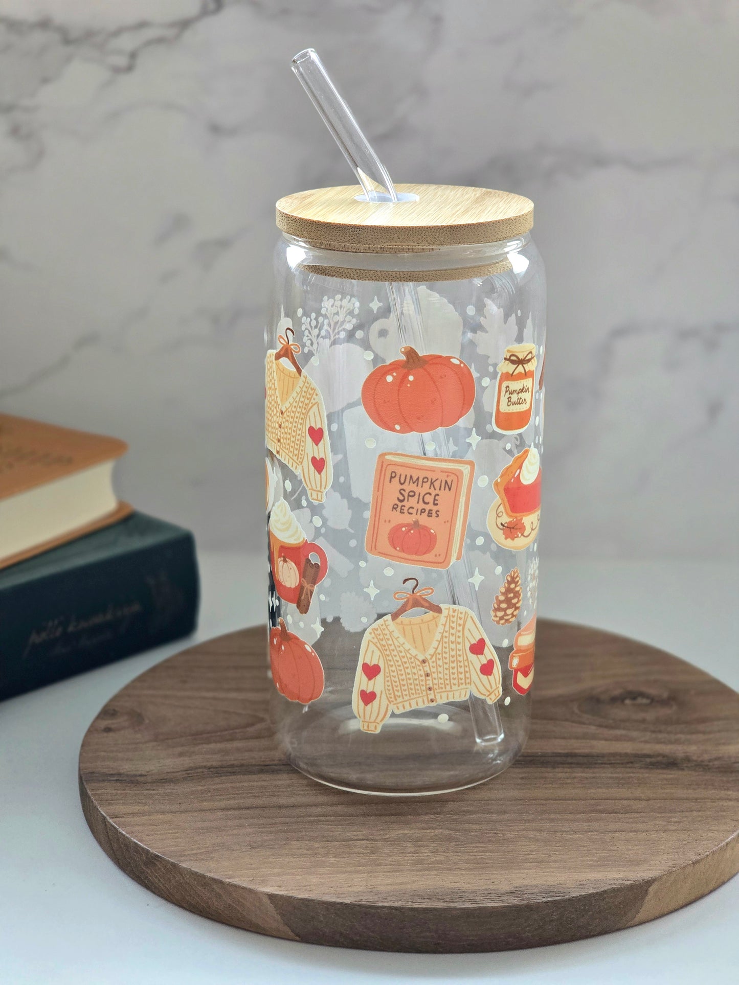 Pumpkin Spice Glass Cup