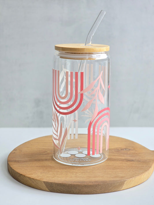 Rainbow Boho Glass Cup