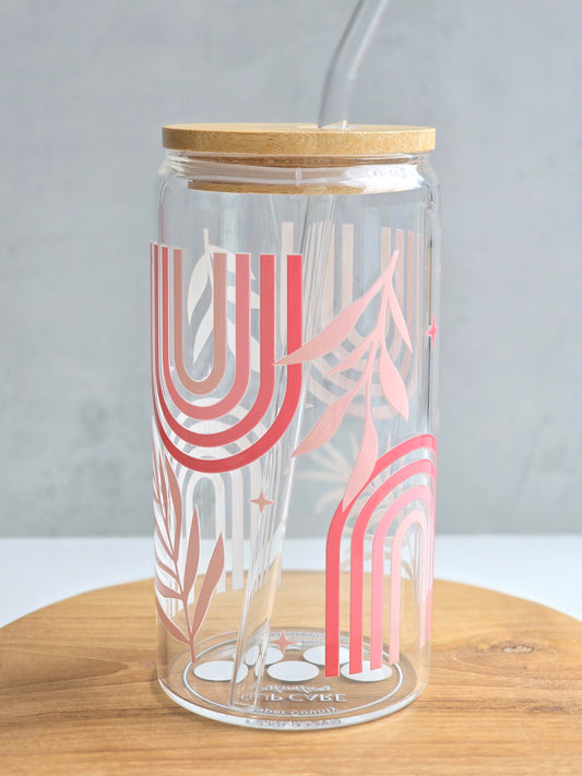 Rainbow Boho Glass Cup