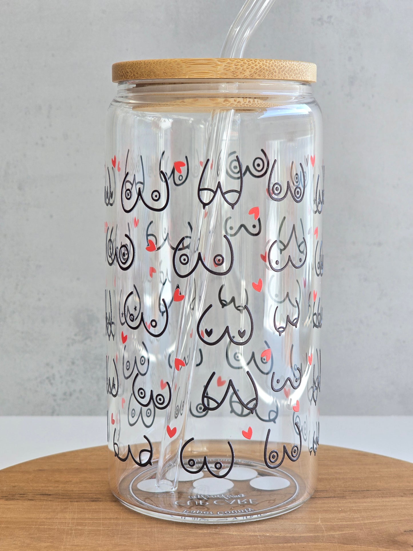 *Double-sided design* Body Love Glass Cup