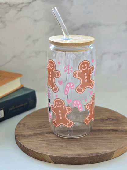 Sweet Gingerbread Man Glass Cup