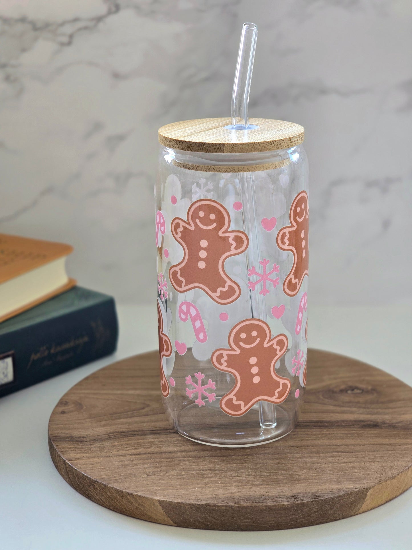 Sweet Gingerbread Man Glass Cup