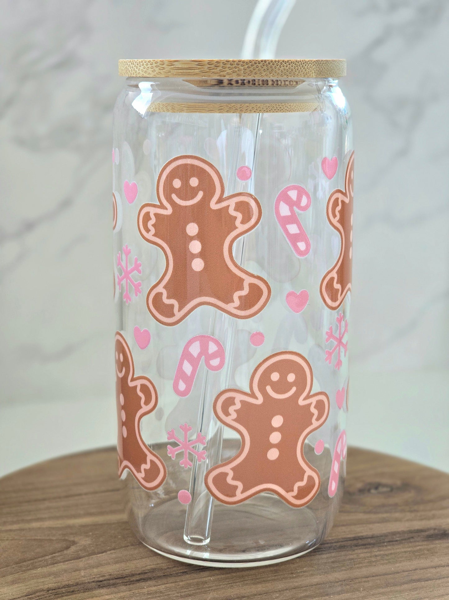 Sweet Gingerbread Man Glass Cup