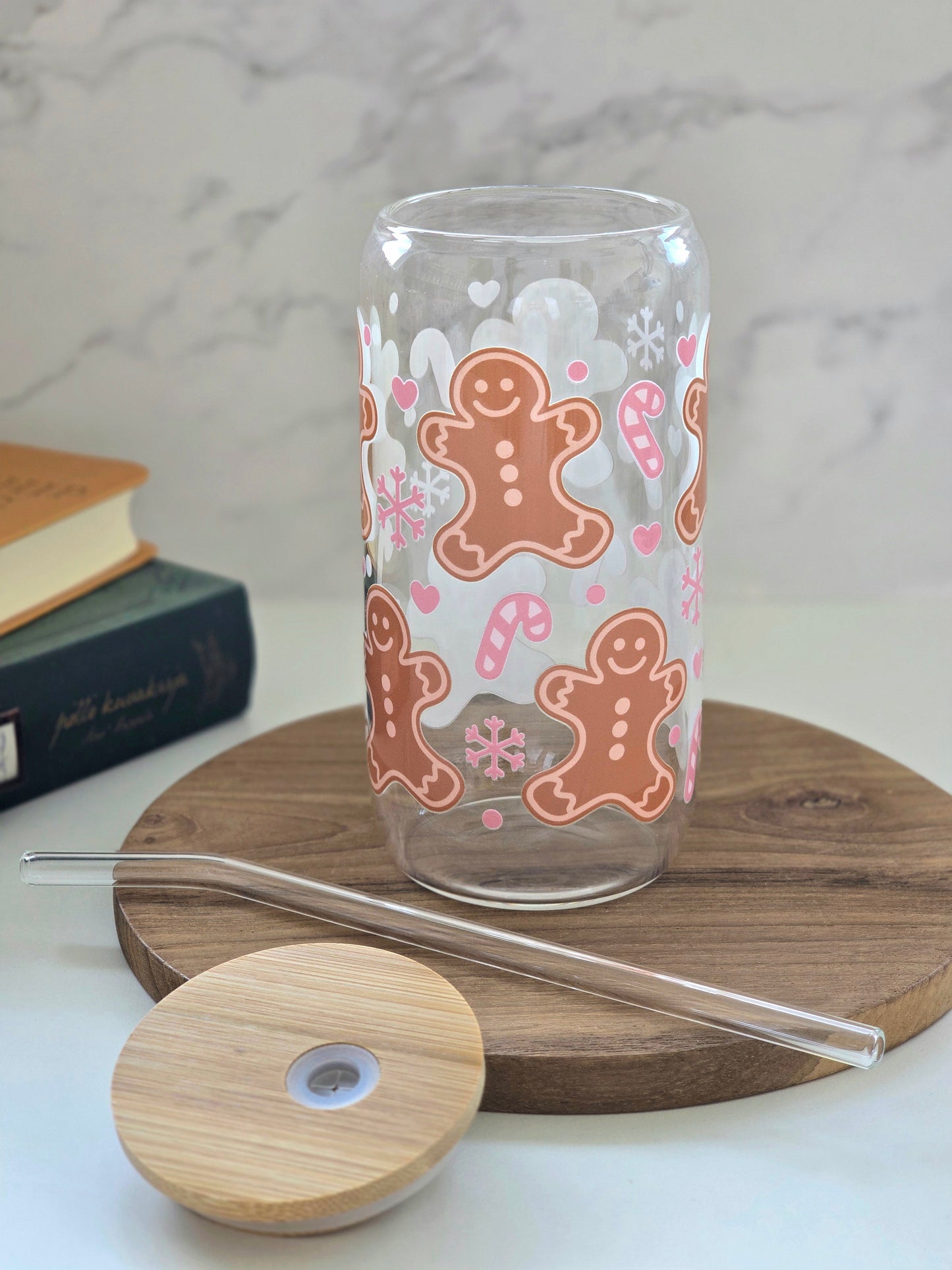 Sweet Gingerbread Man Glass Cup