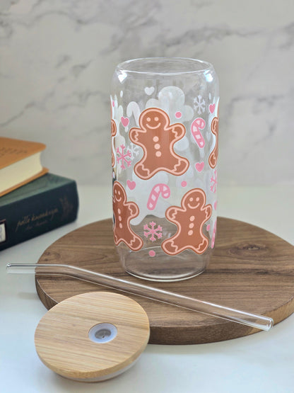 Sweet Gingerbread Man Glass Cup