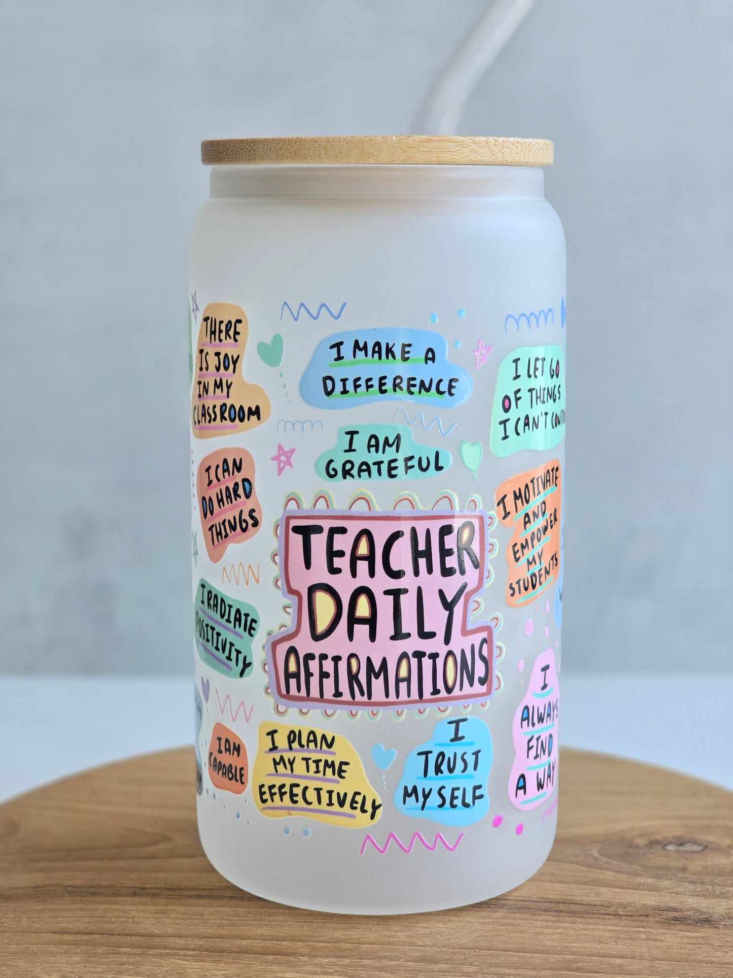 'Teacher Daily Affirmations' Fun Glass Cup