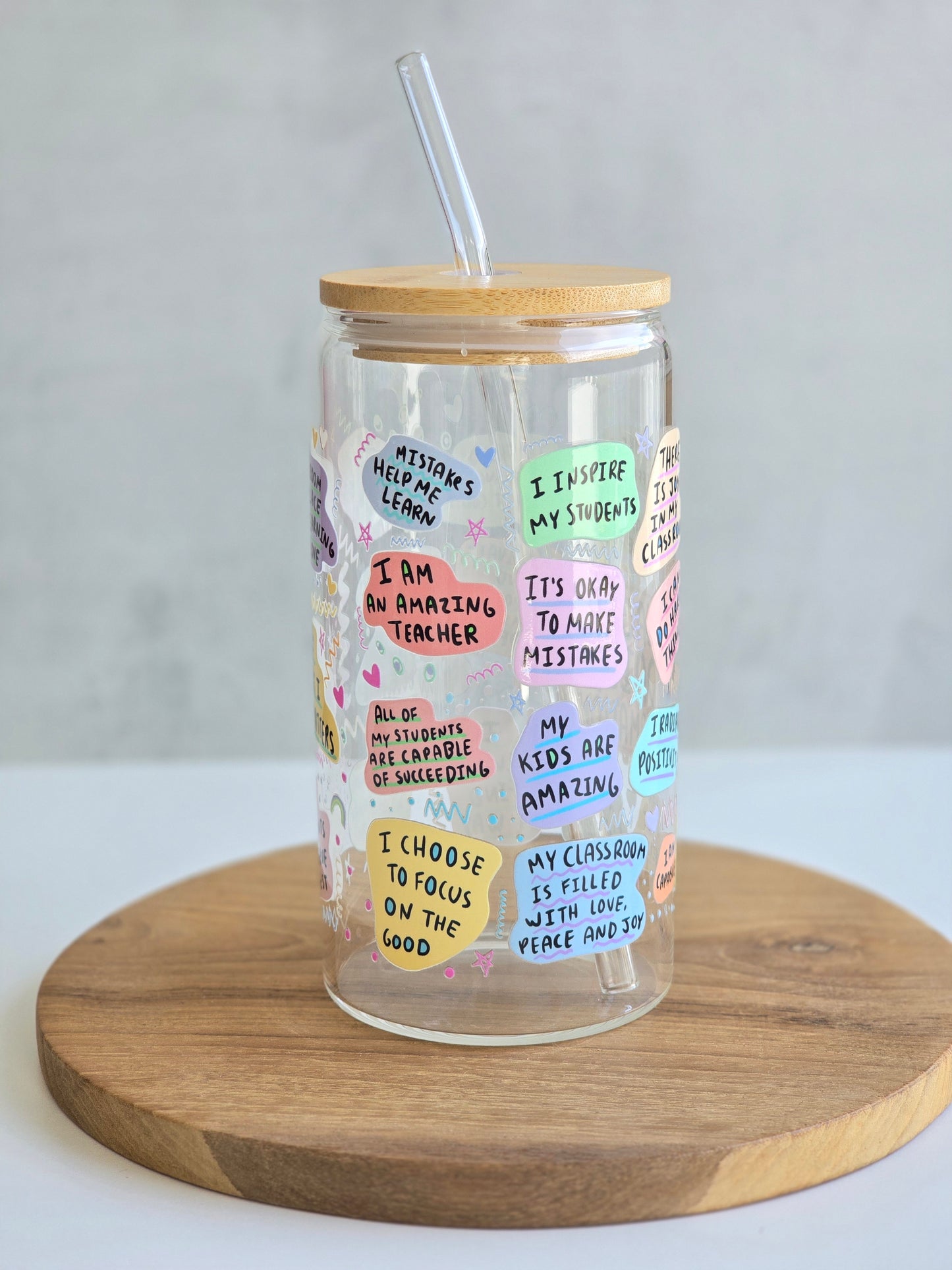 'Teacher Daily Affirmations' Fun Glass Cup