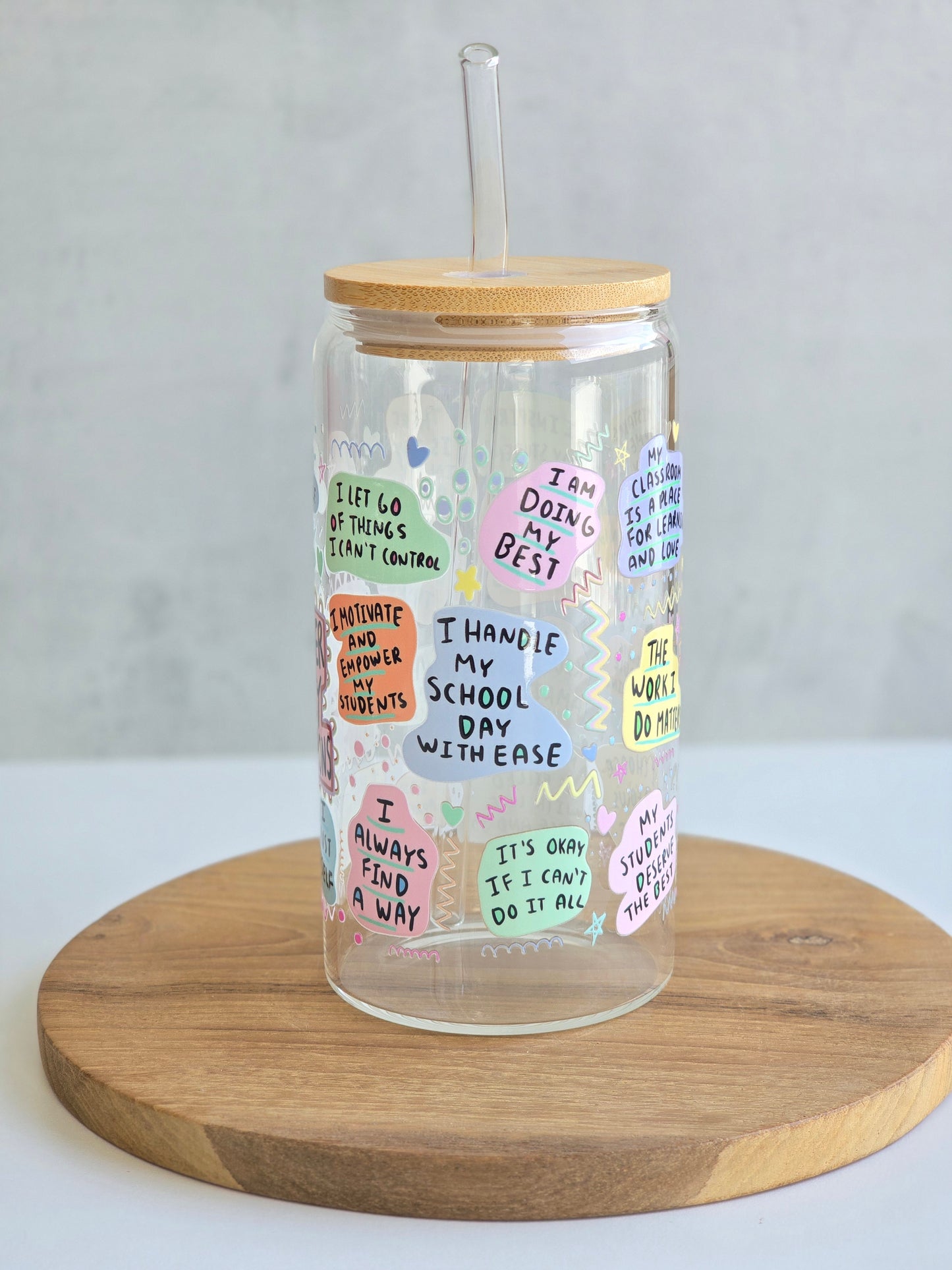 'Teacher Daily Affirmations' Fun Glass Cup