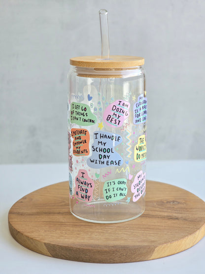 'Teacher Daily Affirmations' Fun Glass Cup
