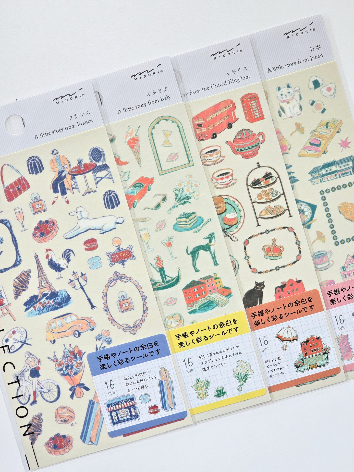 Midori Travel Story Sticker Collections – Italy, France, Japan & UK